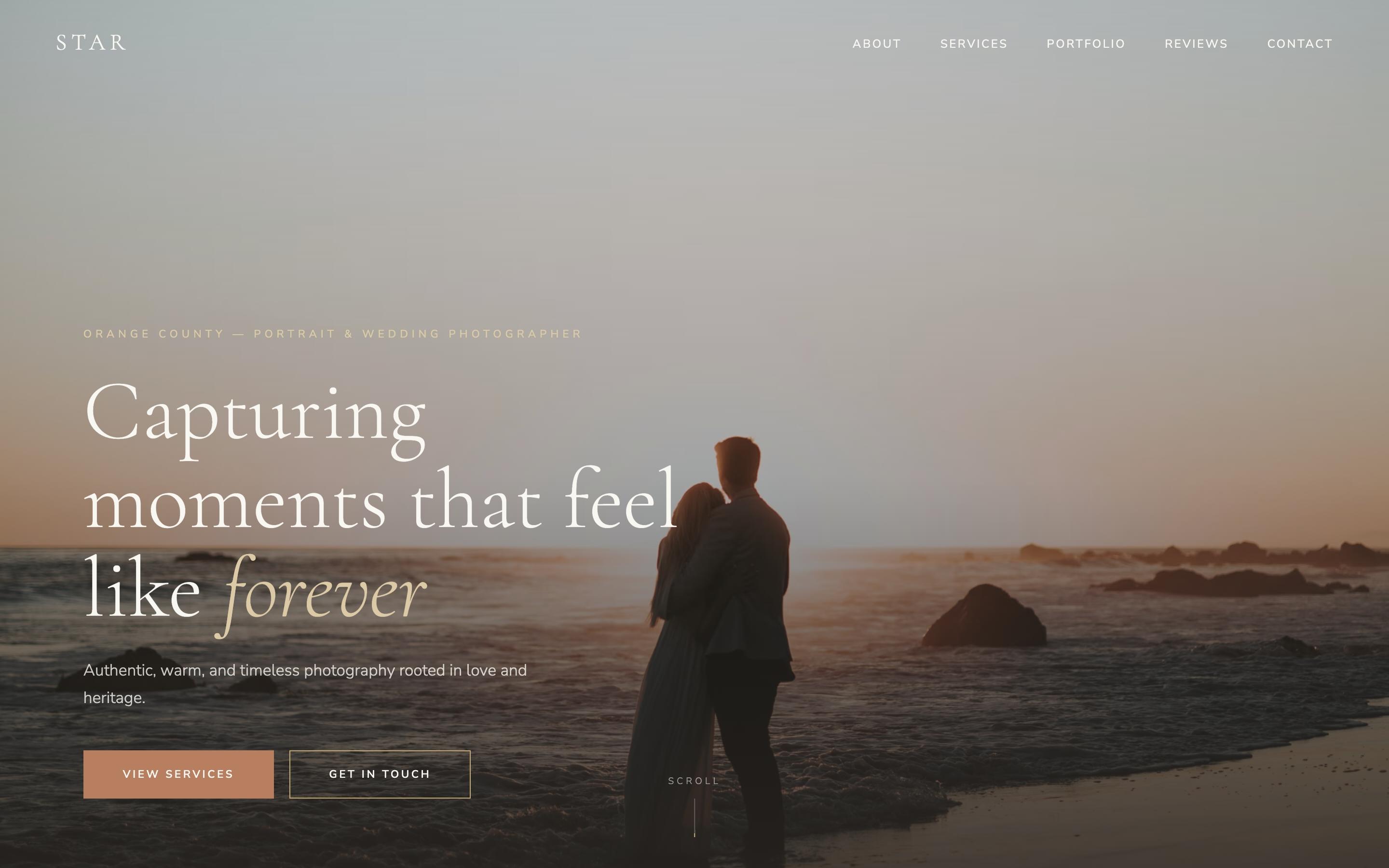 Screenshot of Star Photography — Photographer Marketing Site